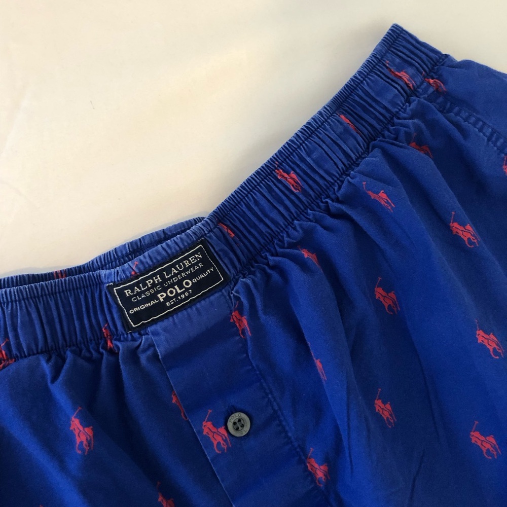 Polo by Ralph Lauren Blue Boxer Shorts with Red Pony Motif - Picture 4 of 4